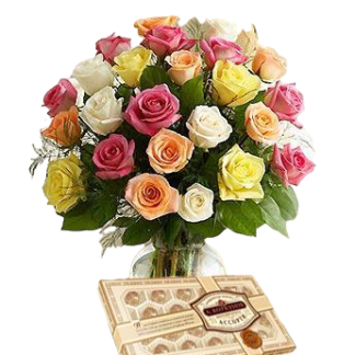 25 colorful roses with chokolates | Flower Delivery Biysk