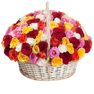 51 colorful roses in the basket | Flower Delivery Biysk